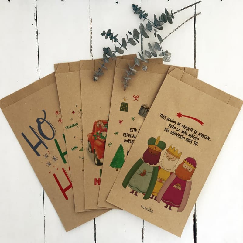 Lot de 20 Sacs Cadeaux de Noël en Kraft - HappyMots - Image 1